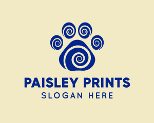 Spiral Dog Paw Print logo design