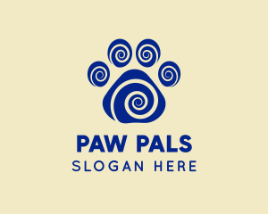 Spiral Dog Paw Print logo design