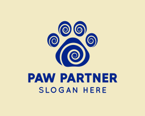 Spiral Dog Paw Print logo design