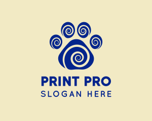 Spiral Dog Paw Print logo design