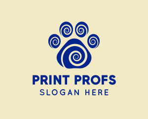 Spiral Dog Paw Print logo design