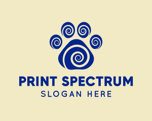 Spiral Dog Paw Print logo design