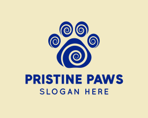 Spiral Dog Paw Print logo design