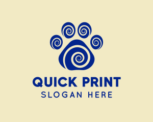 Spiral Dog Paw Print logo design