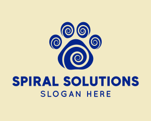 Spiral Dog Paw Print logo design