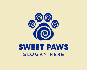Spiral Dog Paw Print logo design