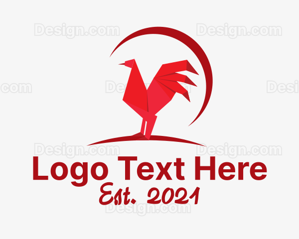 Poultry Chicken Origami Logo