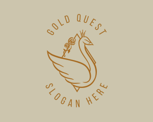 Gold Elegant Swan logo design