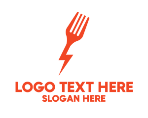 Fork Lightning Bolt Fast Food  Logo