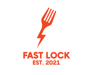 Fork Lightning Bolt Fast Food  logo design