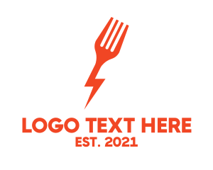 Fast Food - Fork Lightning Bolt Fast Food logo design