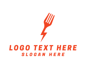 Fork Lightning Bolt Fast Food  logo