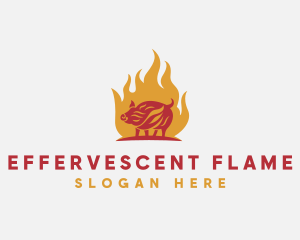 Flame Pork Grill logo design