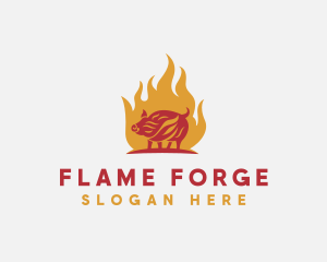 Flame Pork Grill logo design