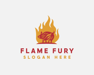 Flame Pork Grill logo design