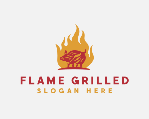 Flame Pork Grill logo design