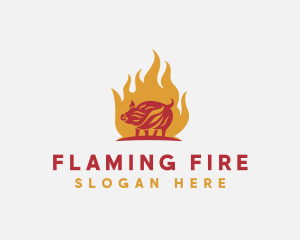 Flame Pork Grill logo design