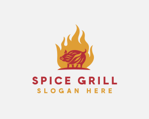 Flame Pork Grill logo design