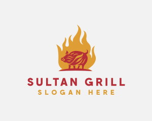 Flame Pork Grill logo design