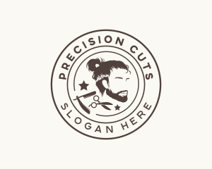 Hipster Man Hairstyle Barber logo