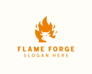 Steakhouse BBQ Flame logo design