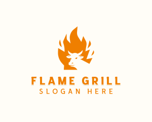 Steakhouse BBQ Flame logo design