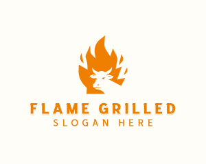 Steakhouse BBQ Flame logo design