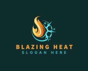 Snowflake Heat Temperature logo design