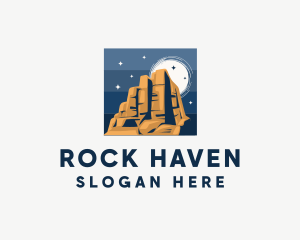 Rock Mountain Landscape logo design