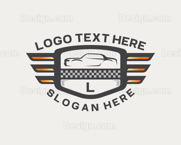 Racing Car Vehicle Shield Logo