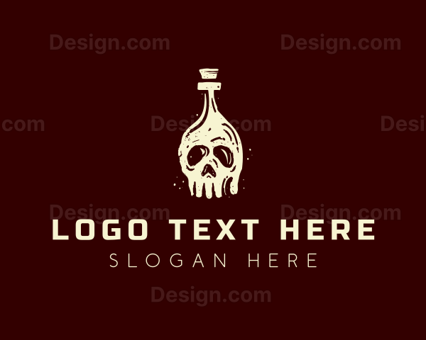 Skull Bottle Beverage Logo