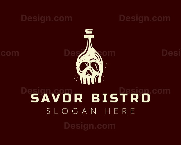 Skull Bottle Beverage Logo