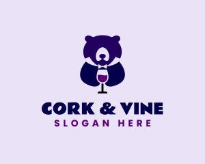 Bear Wine Glass logo design