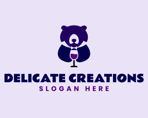 Bear Wine Glass logo design