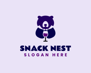 Bear Wine Glass logo design