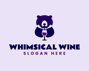 Bear Wine Glass logo design