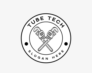 Badge Wrench Plumbing logo design