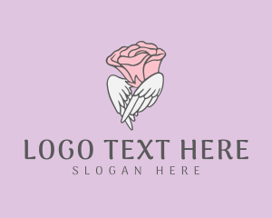 Winged Rose Flower logo