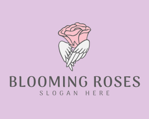 Winged Rose Flower logo design