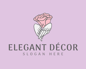 Winged Rose Flower logo design