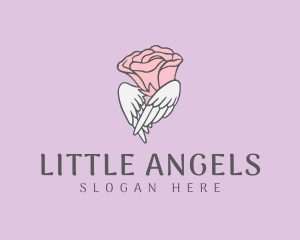 Winged Rose Flower logo design