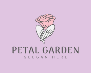 Winged Rose Flower logo design