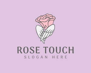 Winged Rose Flower logo