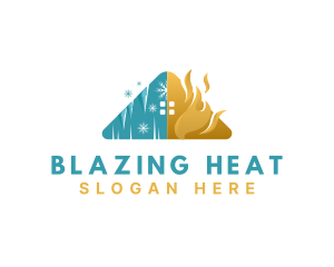 House Heating Cooling HVAC logo design