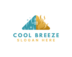 House Heating Cooling HVAC logo design