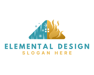 House Heating Cooling HVAC logo design