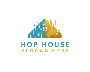 House Heating Cooling HVAC logo design