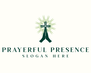 Prayer Hand Cross logo design