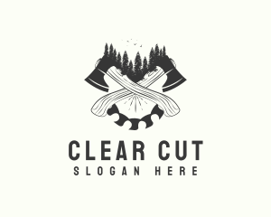 Saw Blade Axe Wood Cutting logo design