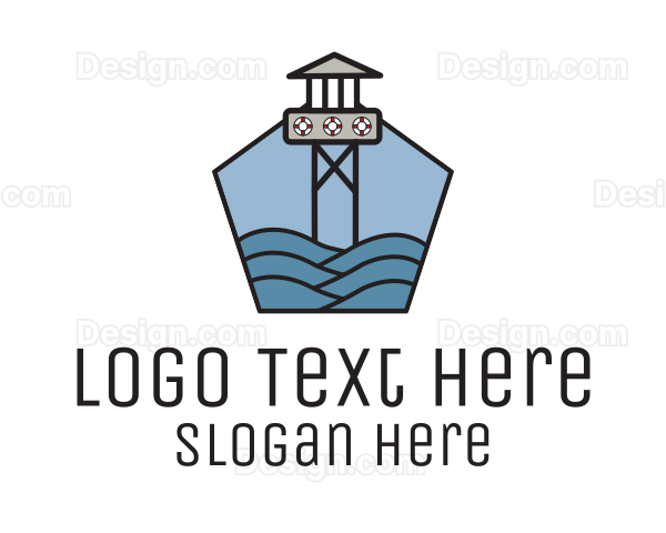 Lifeguard Tower Sea Logo